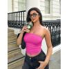 imageYEOREO Sophie Women Sexy Long Tube Tops Double Lined Basic Y2K Summer Cute Strapless Fitted Bandeau Going Out Crop TopRose Red