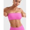 imageYEOREO Women Strapless Bandeau Sports Bra Padded Tube Top Workout Impact Backless Bralette Seamless Gym Yoga Everyday BrasFlower Powder