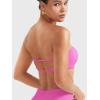 imageYEOREO Women Strapless Bandeau Sports Bra Padded Tube Top Workout Impact Backless Bralette Seamless Gym Yoga Everyday BrasFlower Powder