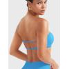 imageYEOREO Women Strapless Bandeau Sports Bra Padded Tube Top Workout Impact Backless Bralette Seamless Gym Yoga Everyday BrasGlacier Blue