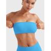 imageYEOREO Women Strapless Bandeau Sports Bra Padded Tube Top Workout Impact Backless Bralette Seamless Gym Yoga Everyday BrasGlacier Blue