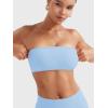 imageYEOREO Women Strapless Bandeau Sports Bra Padded Tube Top Workout Impact Backless Bralette Seamless Gym Yoga Everyday BrasIce Blue