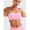 imageYEOREO Women Strapless Bandeau Sports Bra Padded Tube Top Workout Impact Backless Bralette Seamless Gym Yoga Everyday BrasLight Rose Pink