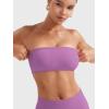 imageYEOREO Women Strapless Bandeau Sports Bra Padded Tube Top Workout Impact Backless Bralette Seamless Gym Yoga Everyday BrasRose Purple
