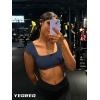 imageYEOREO Womens Square Neck Tank Tops Backless Summer Built in Bra Workout Crop Cap Sleeve Slice Casual Going Out Shirts Navy Blue S