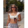 imageYEOREO Womens Square Neck Tank Tops Backless Summer Built in Bra Workout Crop Cap Sleeve Slice Casual Going Out ShirtsWhite