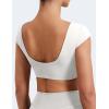 imageYEOREO Womens Square Neck Tank Tops Backless Summer Built in Bra Workout Crop Cap Sleeve Slice Casual Going Out ShirtsWhite