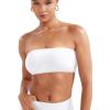 imageYEOREO Women Strapless Bandeau Sports Bra Padded Tube Top Workout Impact Backless Bralette Seamless Gym Yoga Everyday BrasIvory