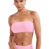 imageYEOREO Women Strapless Bandeau Sports Bra Padded Tube Top Workout Impact Backless Bralette Seamless Gym Yoga Everyday BrasLight Rose Pink