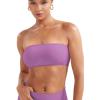 imageYEOREO Women Strapless Bandeau Sports Bra Padded Tube Top Workout Impact Backless Bralette Seamless Gym Yoga Everyday BrasRose Purple