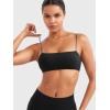 imageYEOREO Womens Spaghetti Strap Sports Bra Enidy Square Neck Yoga Wireless Low Impact Padded Seamless Cami Crop TopBlack