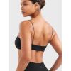 imageYEOREO Womens Spaghetti Strap Sports Bra Enidy Square Neck Yoga Wireless Low Impact Padded Seamless Cami Crop TopBlack