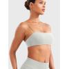 imageYEOREO Womens Spaghetti Strap Sports Bra Enidy Square Neck Yoga Wireless Low Impact Padded Seamless Cami Crop TopFeather Rice