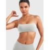imageYEOREO Womens Spaghetti Strap Sports Bra Enidy Square Neck Yoga Wireless Low Impact Padded Seamless Cami Crop TopFeather Rice