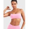 imageYEOREO Womens Spaghetti Strap Sports Bra Enidy Square Neck Yoga Wireless Low Impact Padded Seamless Cami Crop TopPink