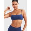 imageYEOREO Womens Spaghetti Strap Sports Bra Enidy Square Neck Yoga Wireless Low Impact Padded Seamless Cami Crop TopPoster Blue