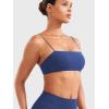 imageYEOREO Womens Spaghetti Strap Sports Bra Enidy Square Neck Yoga Wireless Low Impact Padded Seamless Cami Crop TopPoster Blue