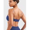 imageYEOREO Womens Spaghetti Strap Sports Bra Enidy Square Neck Yoga Wireless Low Impact Padded Seamless Cami Crop TopPoster Blue