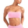 imageYEOREO Womens Spaghetti Strap Sports Bra Enidy Square Neck Yoga Wireless Low Impact Padded Seamless Cami Crop TopPink