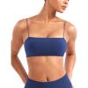 imageYEOREO Womens Spaghetti Strap Sports Bra Enidy Square Neck Yoga Wireless Low Impact Padded Seamless Cami Crop TopPoster Blue