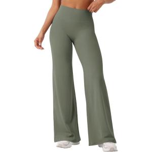 imageYEOREO Workout Leggings Womens No Front Seam Straight Leggings High Waist Buttery Eddiy Gym Yoga PantsGray Green