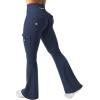 imageYEOREO CoreFlex Women Workout Flare Leggings with Pockets Hidden Scrunch High Waisted Cargo Gym Yoga No Front Seam LeggingsBlue Navy