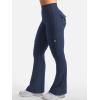 imageYEOREO CoreFlex Women Workout Flare Leggings with Pockets Hidden Scrunch High Waisted Cargo Gym Yoga No Front Seam LeggingsBlue Navy
