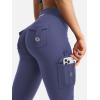 imageYEOREO CoreFlex Women Workout Flare Leggings with Pockets Hidden Scrunch High Waisted Cargo Gym Yoga No Front Seam LeggingsDark Blue