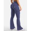 imageYEOREO CoreFlex Women Workout Flare Leggings with Pockets Hidden Scrunch High Waisted Cargo Gym Yoga No Front Seam LeggingsDark Blue
