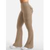 imageYEOREO CoreFlex Women Workout Flare Leggings with Pockets Hidden Scrunch High Waisted Cargo Gym Yoga No Front Seam LeggingsLight Brown