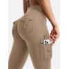 imageYEOREO CoreFlex Women Workout Flare Leggings with Pockets Hidden Scrunch High Waisted Cargo Gym Yoga No Front Seam LeggingsLight Brown