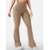 imageYEOREO CoreFlex Women Workout Flare Leggings with Pockets Hidden Scrunch High Waisted Cargo Gym Yoga No Front Seam LeggingsLight Brown