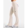 imageYEOREO CoreFlex Women Workout Flare Leggings with Pockets Hidden Scrunch High Waisted Cargo Gym Yoga No Front Seam LeggingsLight Khaki