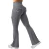 imageYEOREO CoreFlex Women Workout Flare Leggings with Pockets Hidden Scrunch High Waisted Cargo Gym Yoga No Front Seam LeggingsGrey
