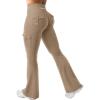 imageYEOREO CoreFlex Women Workout Flare Leggings with Pockets Hidden Scrunch High Waisted Cargo Gym Yoga No Front Seam LeggingsLight Brown