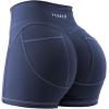 imageYEOREO Denim Look Pocket 36 Workout Shorts for Women Scrunch High Waisted Yoga Gym ShortsNavy