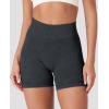 imageYEOREO Women Workout Biker Shorts Impact 45quot Faux Denim No Front Seam Mid Waist Hidden Scrunch Lifting Yoga Gym ShortsBlack Sandwashed