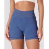 imageYEOREO Women Workout Biker Shorts Impact 45quot Faux Denim No Front Seam Mid Waist Hidden Scrunch Lifting Yoga Gym ShortsDark Blue Sandwashed