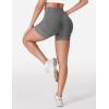 imageYEOREO Women Workout Biker Shorts Impact 45quot Faux Denim No Front Seam Mid Waist Hidden Scrunch Lifting Yoga Gym ShortsDark Gray Sandwashed