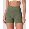 imageYEOREO Women Workout Biker Shorts Impact 45quot Faux Denim No Front Seam Mid Waist Hidden Scrunch Lifting Yoga Gym ShortsGreen Sandwashed