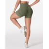 imageYEOREO Women Workout Biker Shorts Impact 45quot Faux Denim No Front Seam Mid Waist Hidden Scrunch Lifting Yoga Gym ShortsGreen Sandwashed