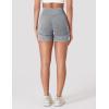 imageYEOREO Women Workout Biker Shorts Impact 45quot Faux Denim No Front Seam Mid Waist Hidden Scrunch Lifting Yoga Gym ShortsLight Gray Sandwashed
