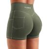 imageYEOREO Women Workout Shorts with Cargo Pockets Bernicy Hidden Scrunch Butt Lifting Contrast Stitching Gym ShortsArmy Green