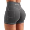 imageYEOREO Women Workout Shorts with Cargo Pockets Bernicy Hidden Scrunch Butt Lifting Contrast Stitching Gym ShortsCoal