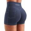 imageYEOREO Women Workout Shorts with Cargo Pockets Bernicy Hidden Scrunch Butt Lifting Contrast Stitching Gym ShortsNavy Blue