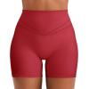imageYEOREO Women Workout Yoga Shorts 45quot No Front Seam Hidden Scrunch Almiy High Rise Buttery Biker ShortsRed