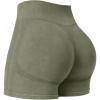 imageYEOREO Women Workout Biker Shorts Impact 45quot Faux Denim No Front Seam Mid Waist Hidden Scrunch Lifting Yoga Gym ShortsGreen Sandwashed