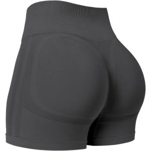 imageYEOREO Women Workout Biker Shorts Impact 45quot No Front Seam Hidden Scrunch Lifting Seamless Yoga Gym ShortsAsphalt Ash Solid
