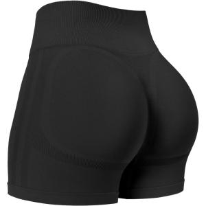 imageYEOREO Women Workout Biker Shorts Impact 45quot No Front Seam Hidden Scrunch Lifting Seamless Yoga Gym ShortsBlack Solid