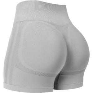 imageYEOREO Women Workout Biker Shorts Impact 45quot No Front Seam Hidden Scrunch Lifting Seamless Yoga Gym ShortsLight Gray Solid